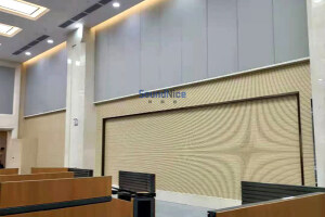 Auditorium Installation Grooved Acoustic Panels + PET Acoustic 